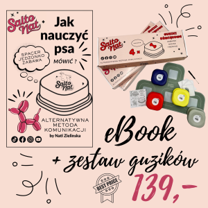 Dźwiękowe przyciski dla psa - zestaw 4 guziki dla psa z matą + e-book "Jak nauczyć psa mówić"